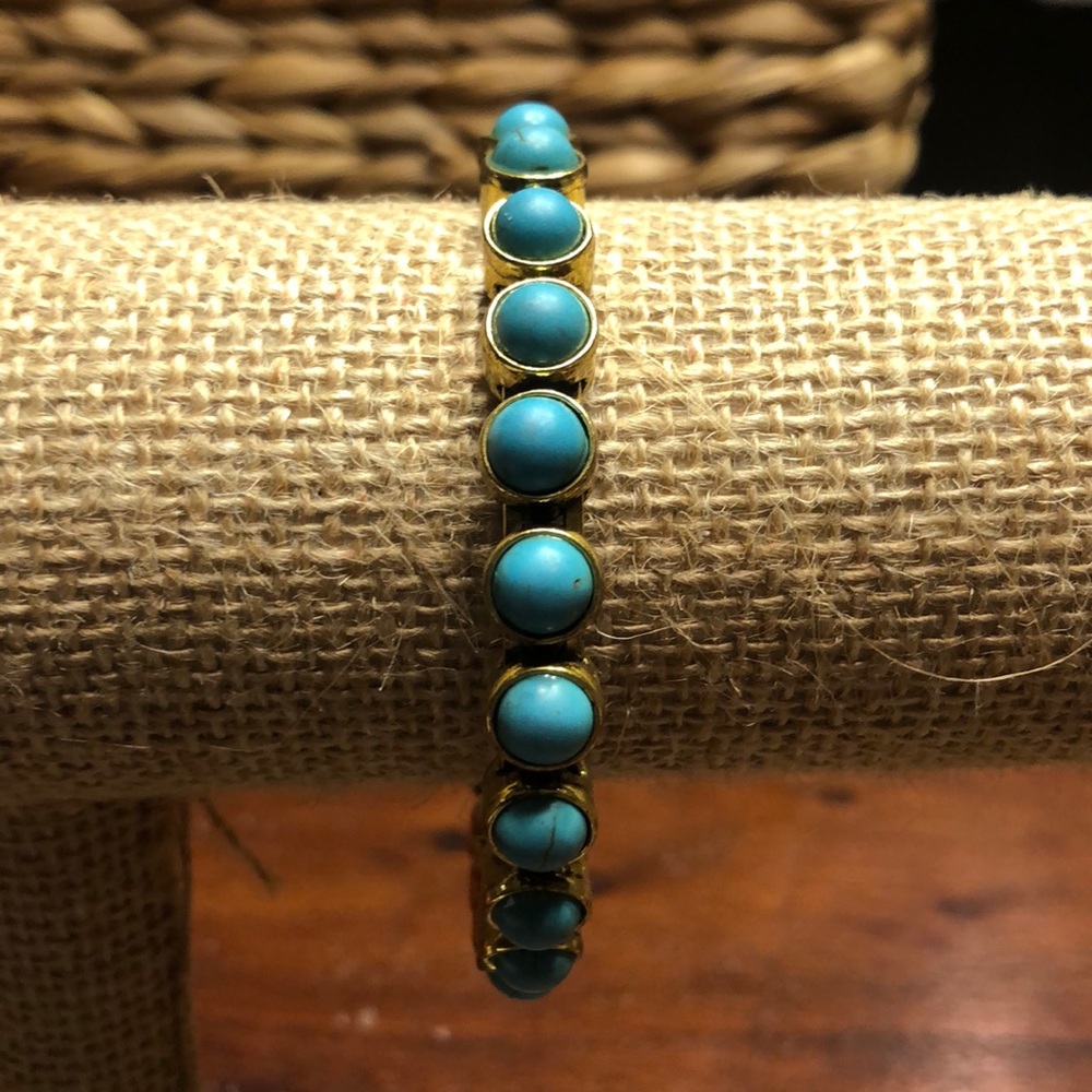 Turquoise and gold bangle